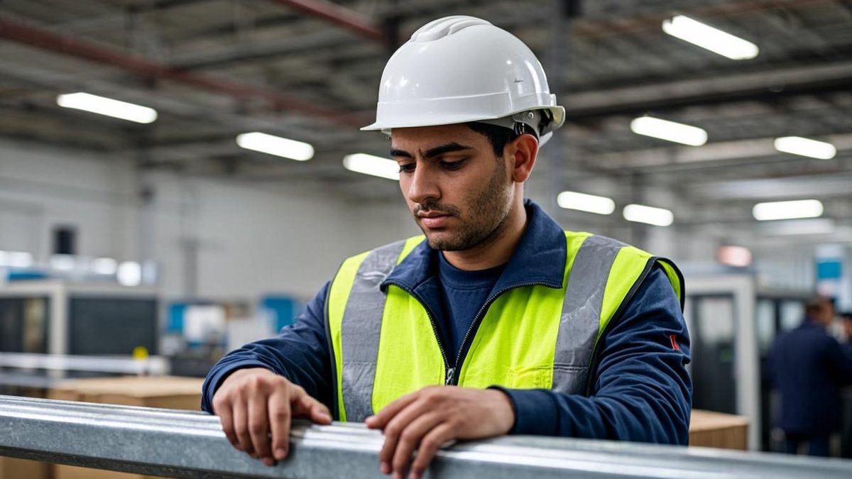 Worker on an aluminium scaffold tower platform doing ceiling maintenance in the UAE