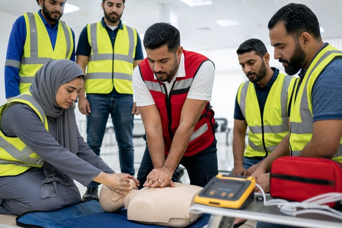 جلسه آموزش کمک های اولیه CPR AED در آدمک امارات متحده عربی