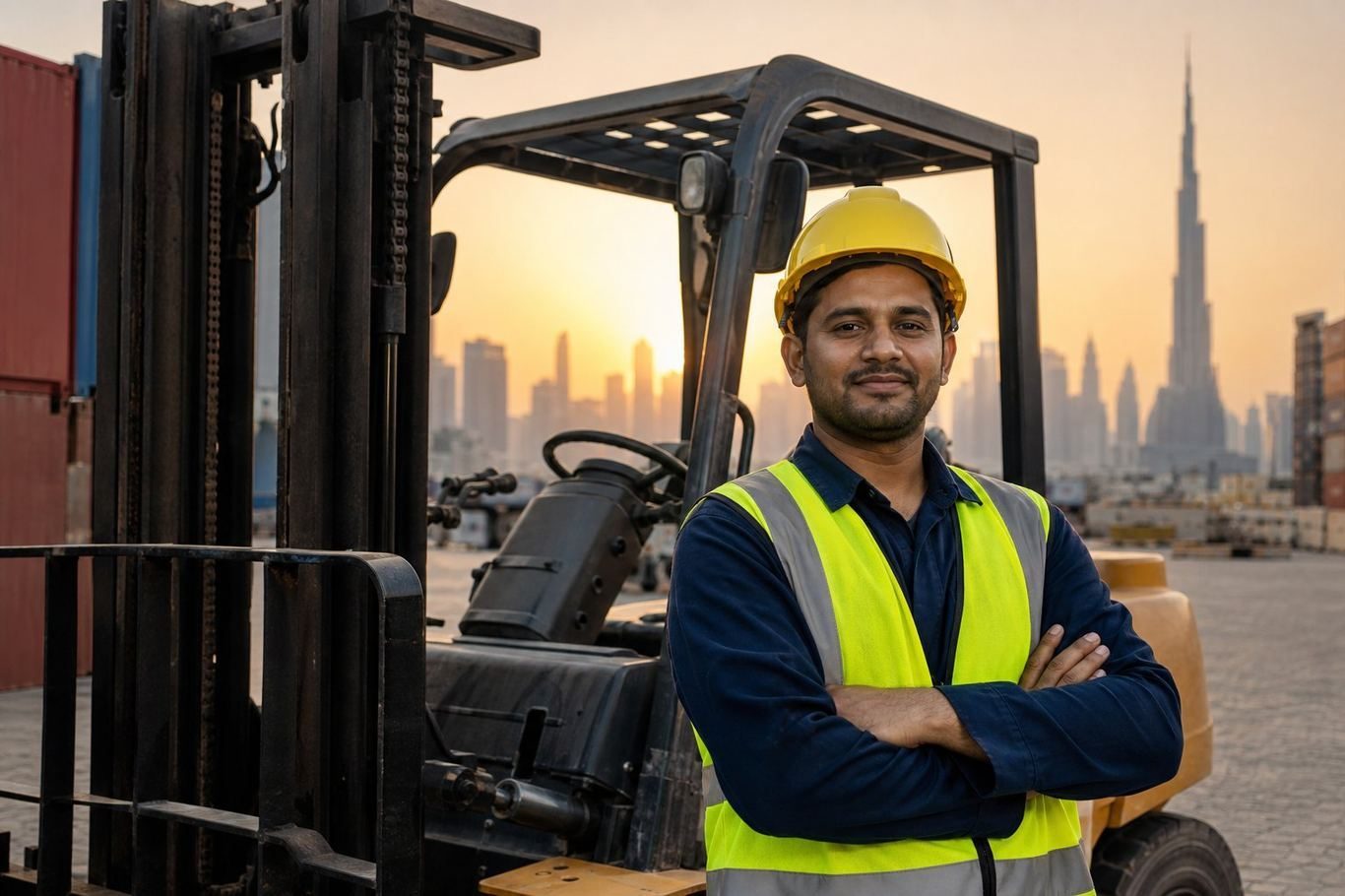 اپراتور لیفتراک با خط افق دبی