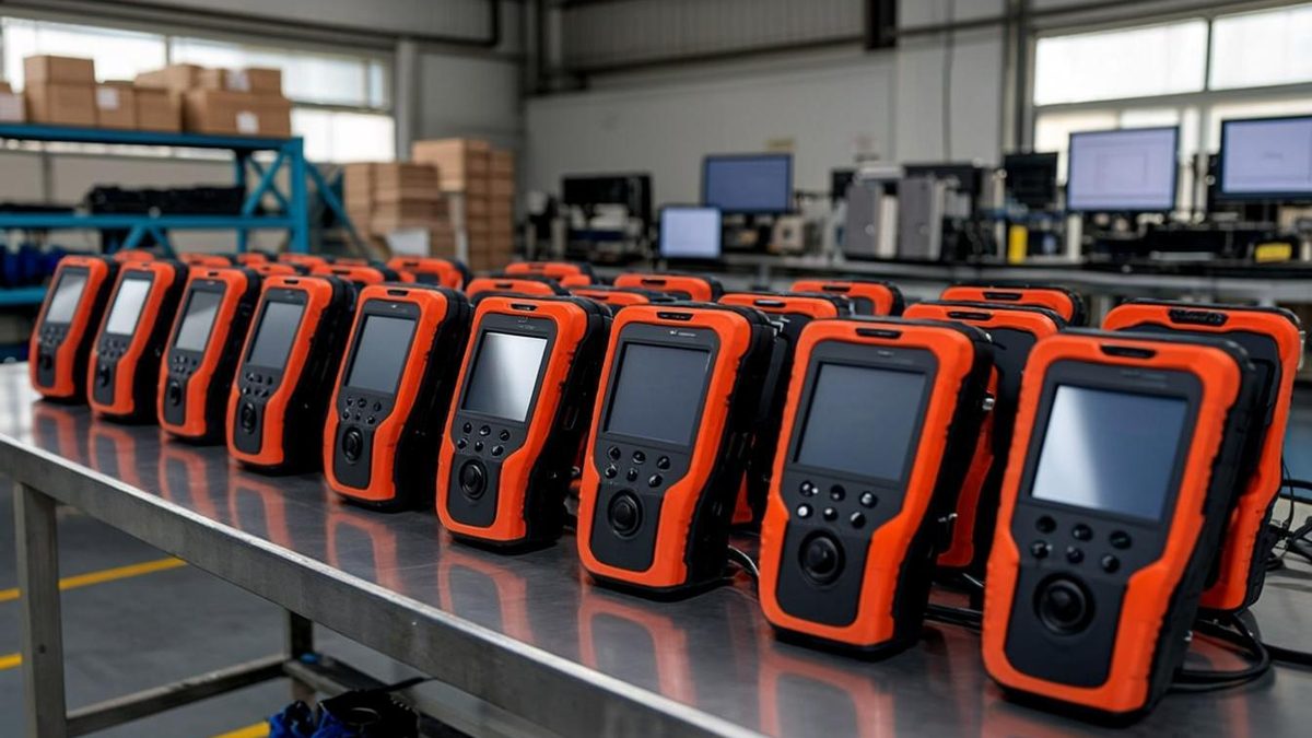 Portable gas detectors lined up checked and ready for rental dispatch in the UAE