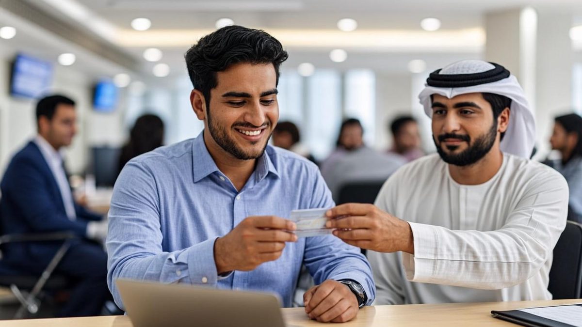 E-labour card verification at a bright UAE government service centre