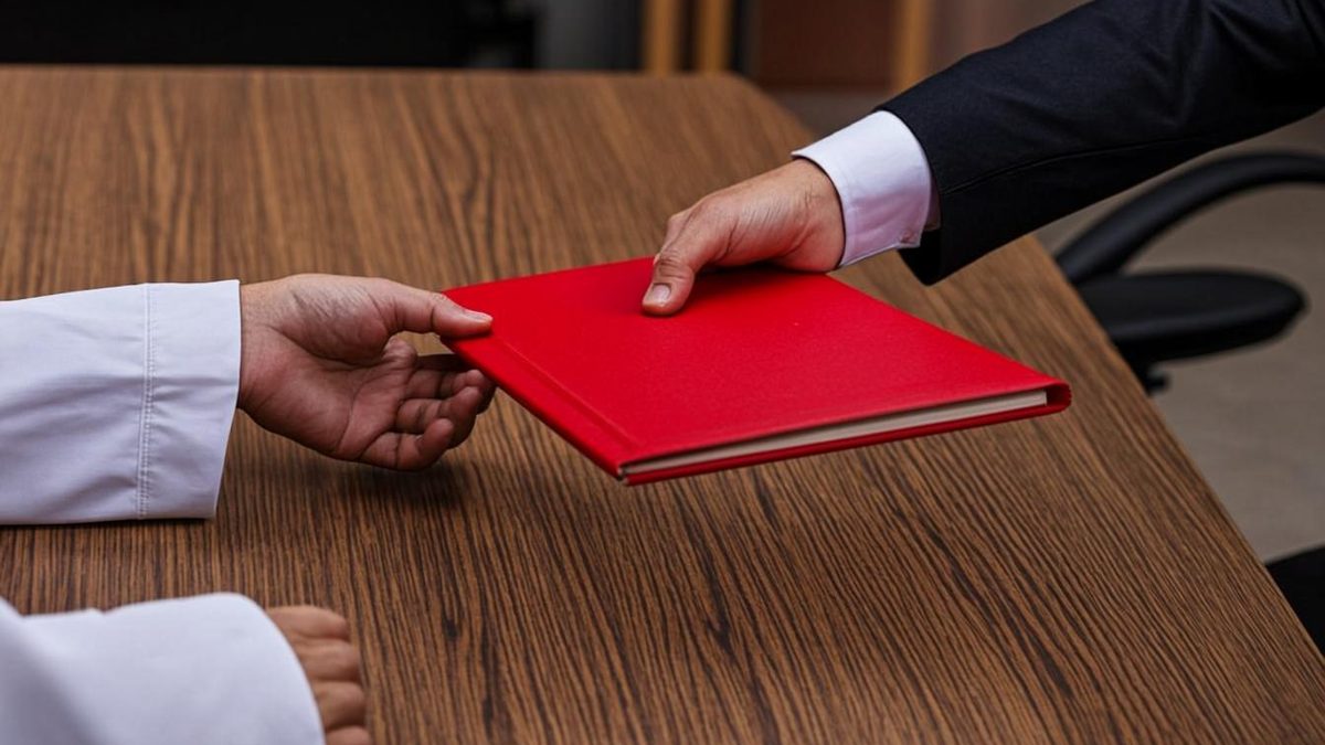Employer handing work permit documents to a worker in Dubai