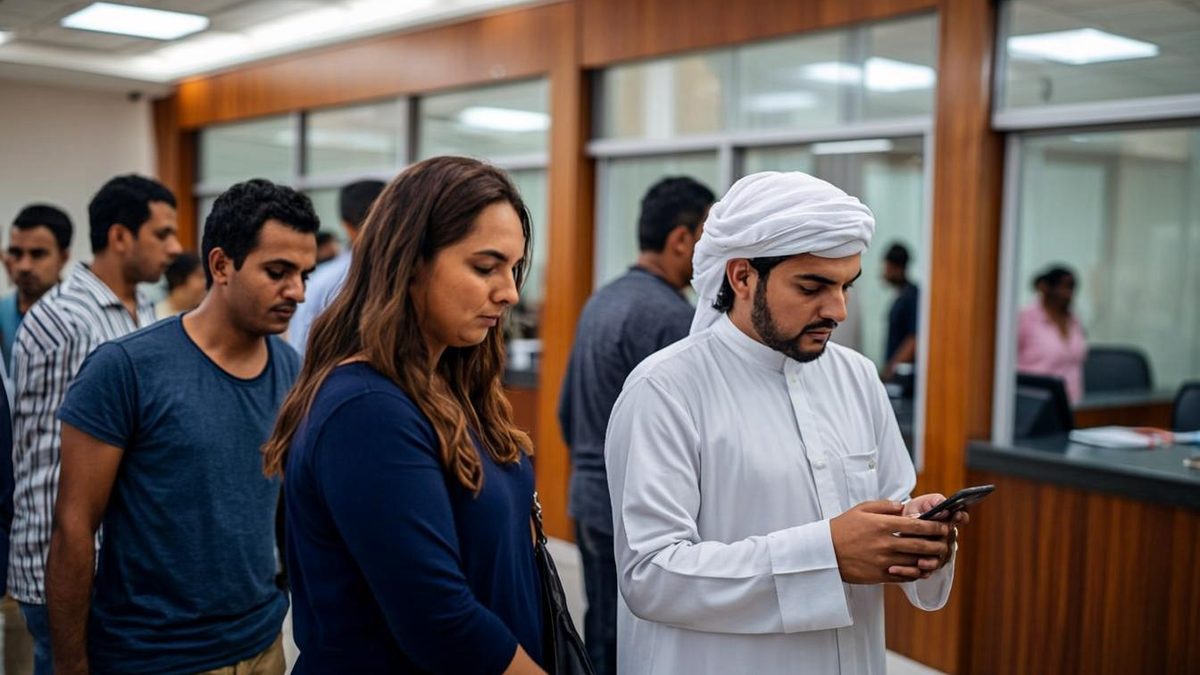 Self-service kiosks at a UAE government service hall