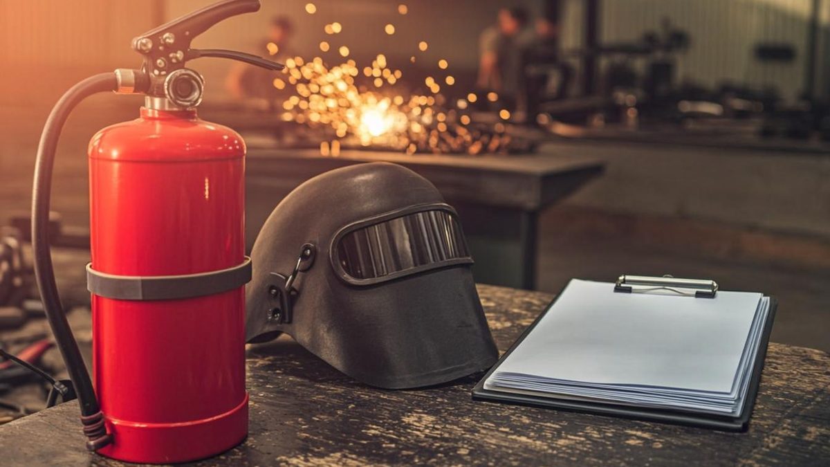 Hot work permit document with gas test readings attached at a UAE plant